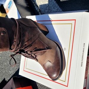 Pierre Dumas Dark Brown Lace-Up Leather Women's Ankle Boots